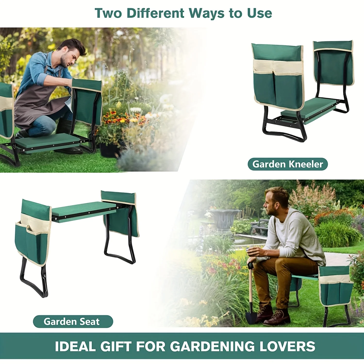 Upgraded Garden Kneeler And Seat With Thicken and Widen Soft Kneeling Pad, Heavy Duty Foldable Gardener Stool image 4
