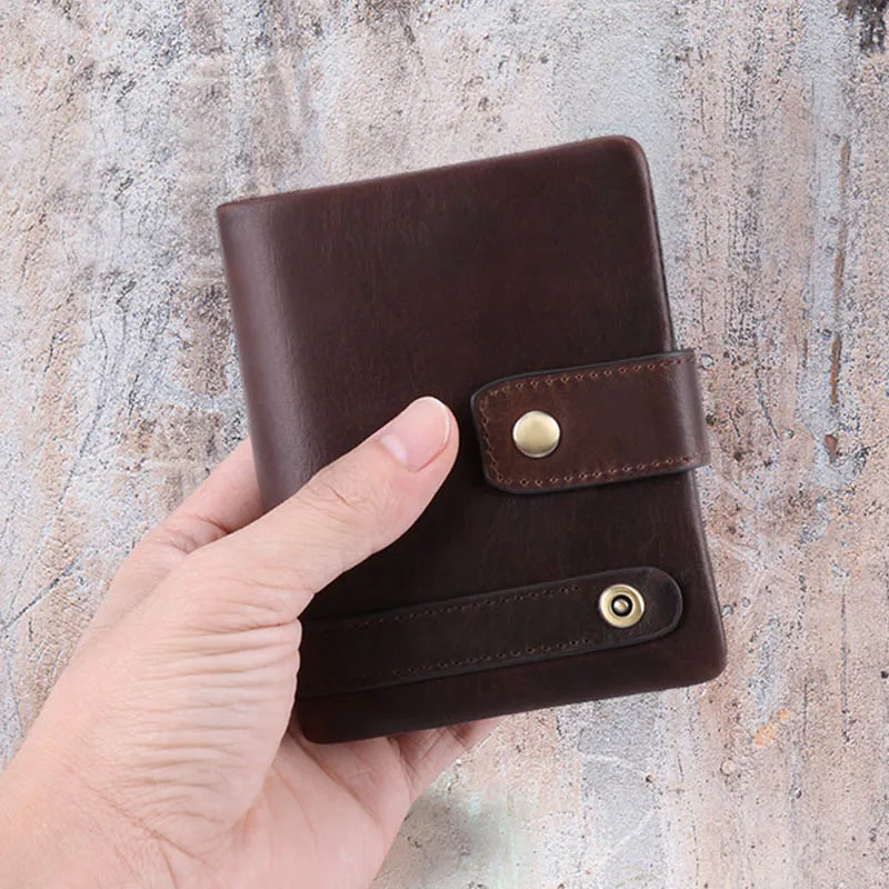 

Luufan Genuine Leather Men Clutch Wallet Vintage Cowhide Card Holders short purse with Coin pocket Hasp Male Zipper Clip Purse