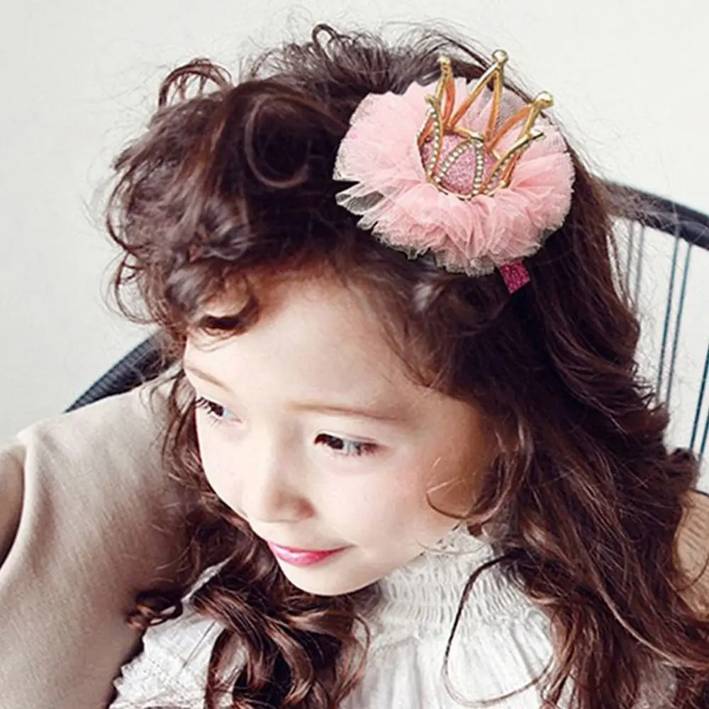 Épingle à cheveux princesse en maille pour enfants, couronne en biscuits pour filles, pince à cheveux, accessoires doux, joli diadème, vêtements de