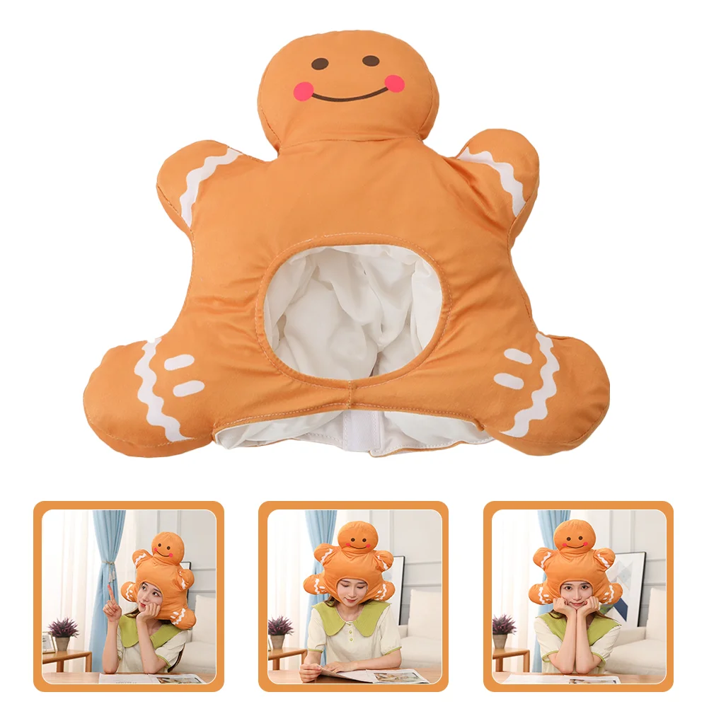 

Gingerbread Man Hat Headdress Christmas Party Hats Headgear Decorations for Kids Plush Cartoon up Props