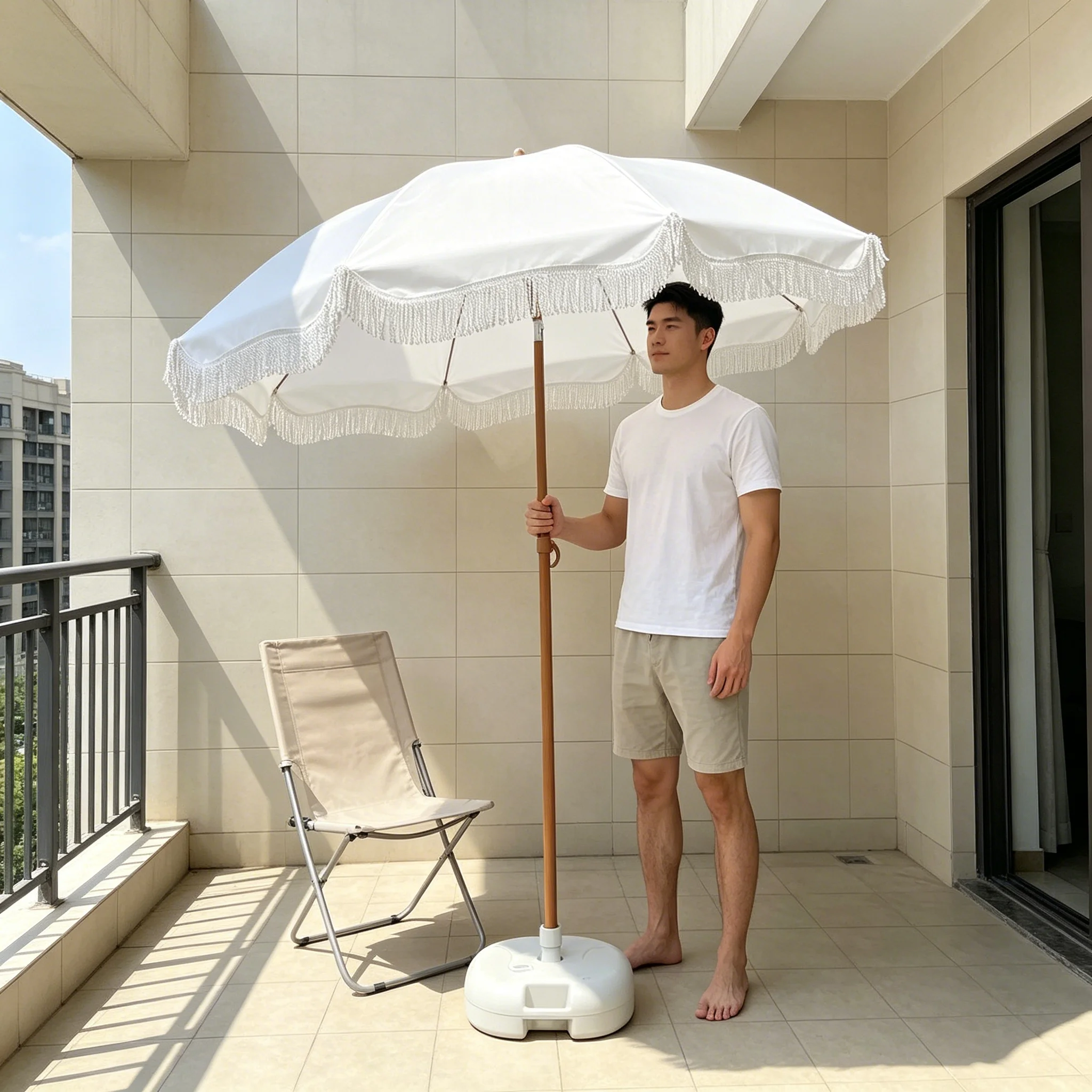 

Винтажный зонт в стиле бохо с бахромой для патио, идеально подходит для сада, зоны у бассейна, заднего двора и пляжа, для защиты от солнца на открытом воздухе с УФ-защитой