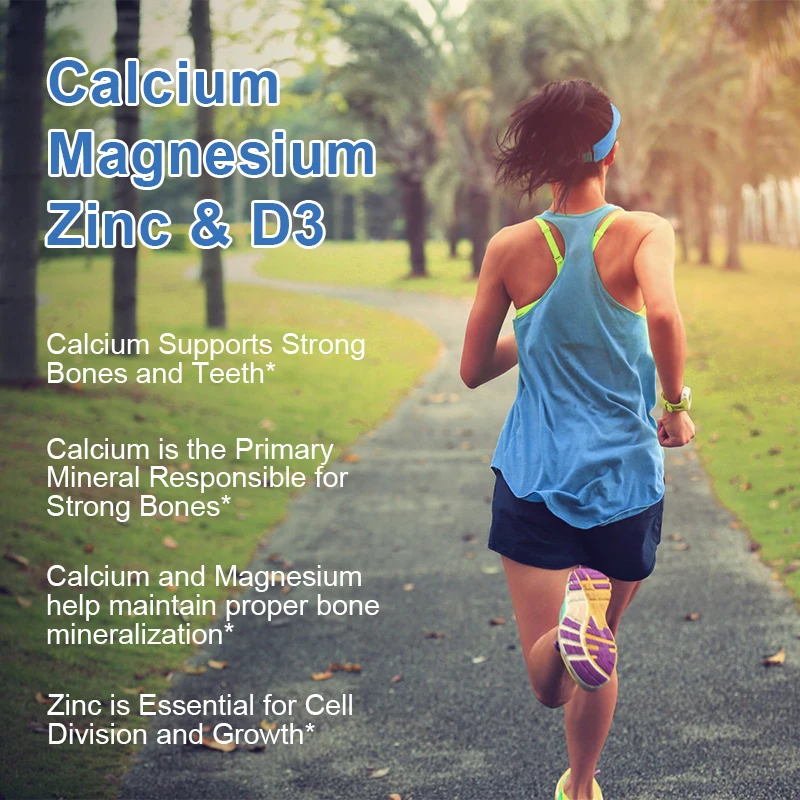 3-In-1 Calcium Magnesium & Zinc Capsules Vitamin D3 Daily Supplement For Bone Regeneration, Immune&Skeletal&Heart Support