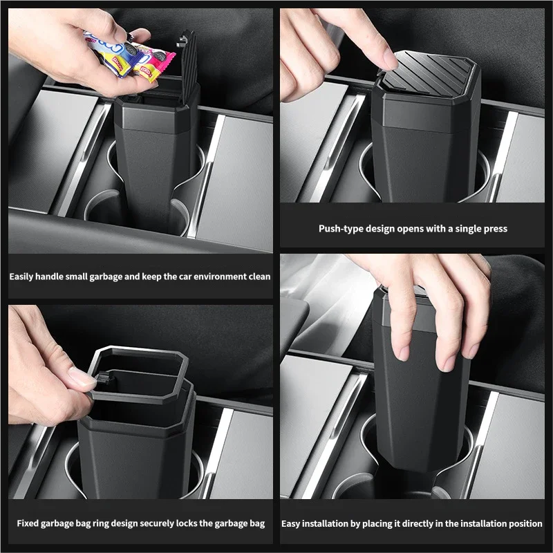 CT For Tesla Model 3 Y Juniper 2025 Side Door Covered Trash Bin Storage Box Model X S Interior Car Accessories