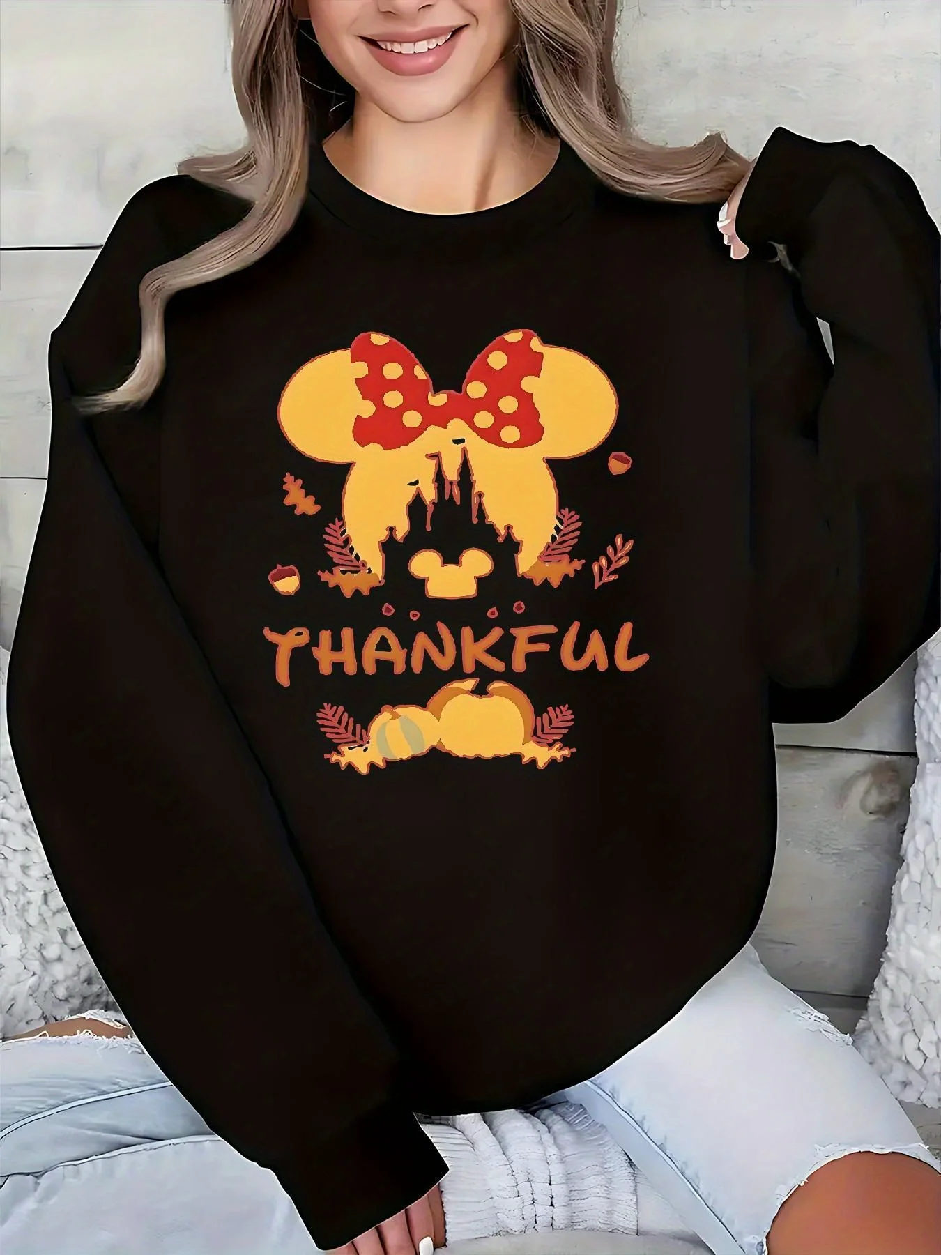 

Женский пуловер с Микки Маусом Диснея, модный уличный свитер большого размера, унисекс, свитер с круглым вырезом, осень-зима, флисовый повседневный свитер