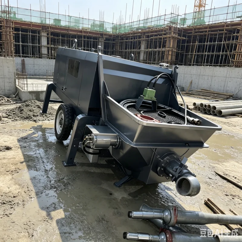 Small Electric Concrete Pump Metal Trailer 40m Vertical Conveying Distance Manufactured Building Material Shops Inclined Bearing