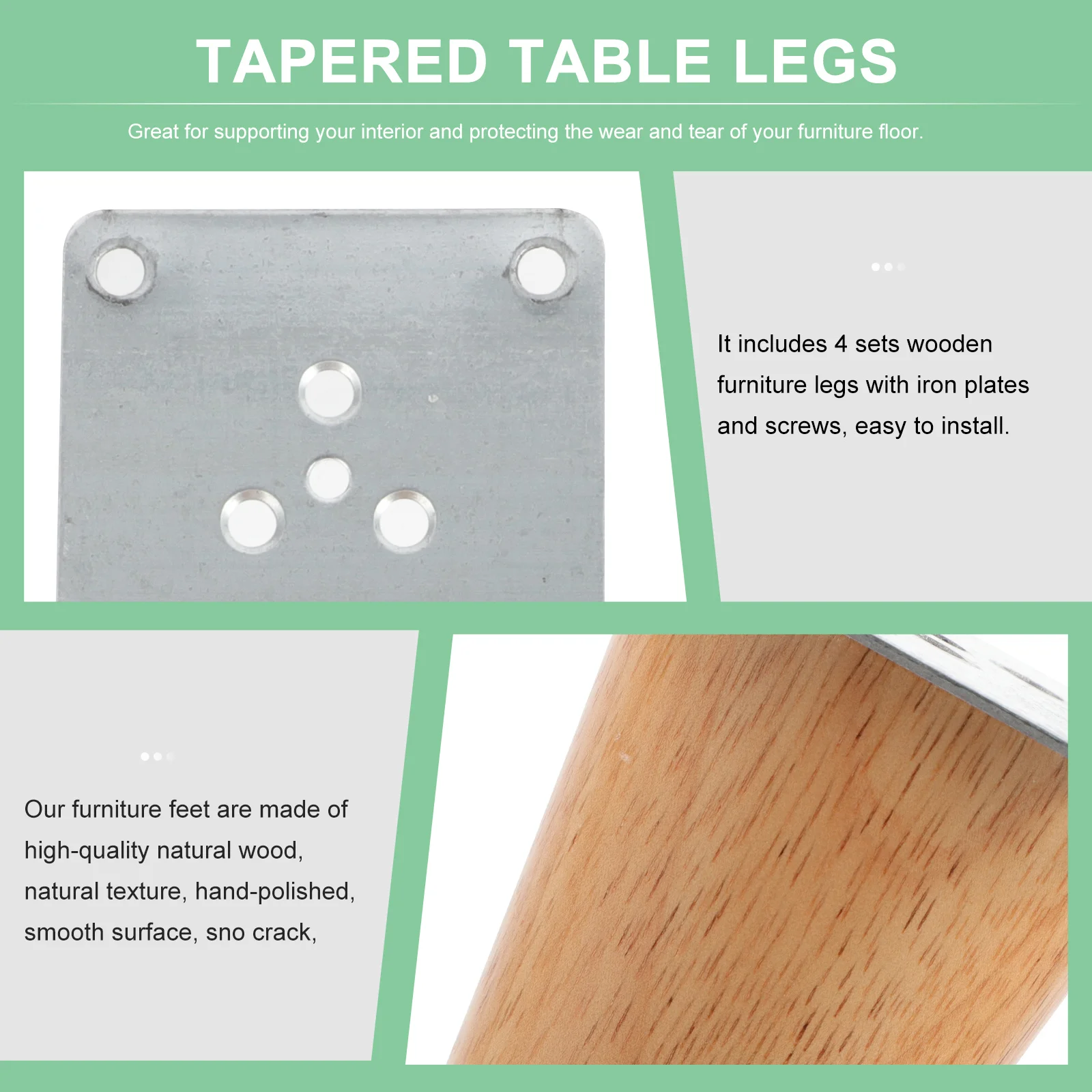 

4 set Solid Furniture 4 Sets Natural Wood Diy Replacement Feet For Sofa Table Chair Cabinet Tapered Wooden Legs Floor Protection
