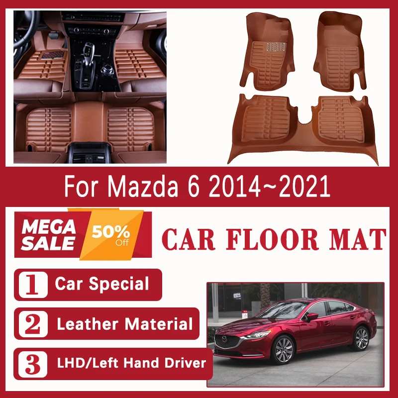 

3PCS Car Floor Mats For Mazda6 Mazda 6 Atenza GJ1 GL 2014~2021 Leather Foot Cover Left Hand Driver Pad Auto Interior Accessories