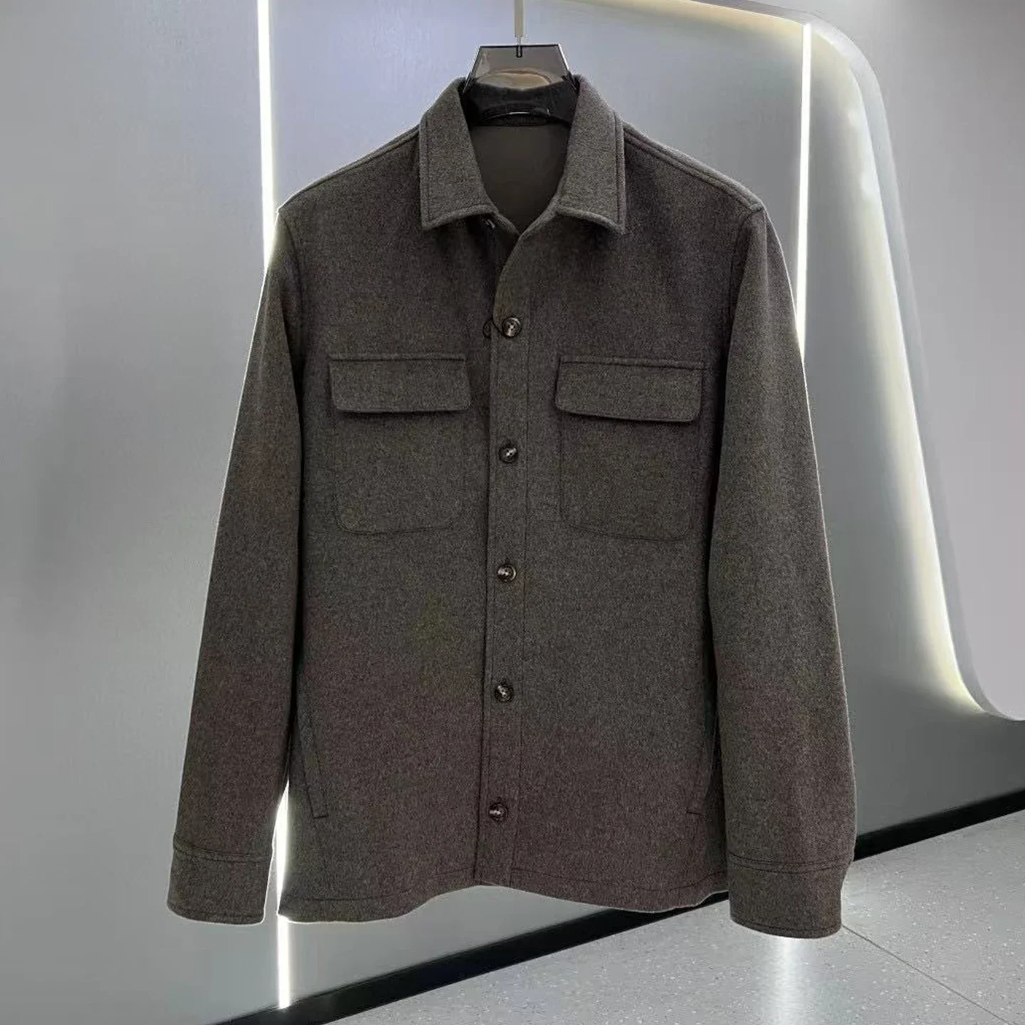 

Italian LP 25aw Double Pocket Wool Mulberry Silk Shirt Lapel Men's Jacket