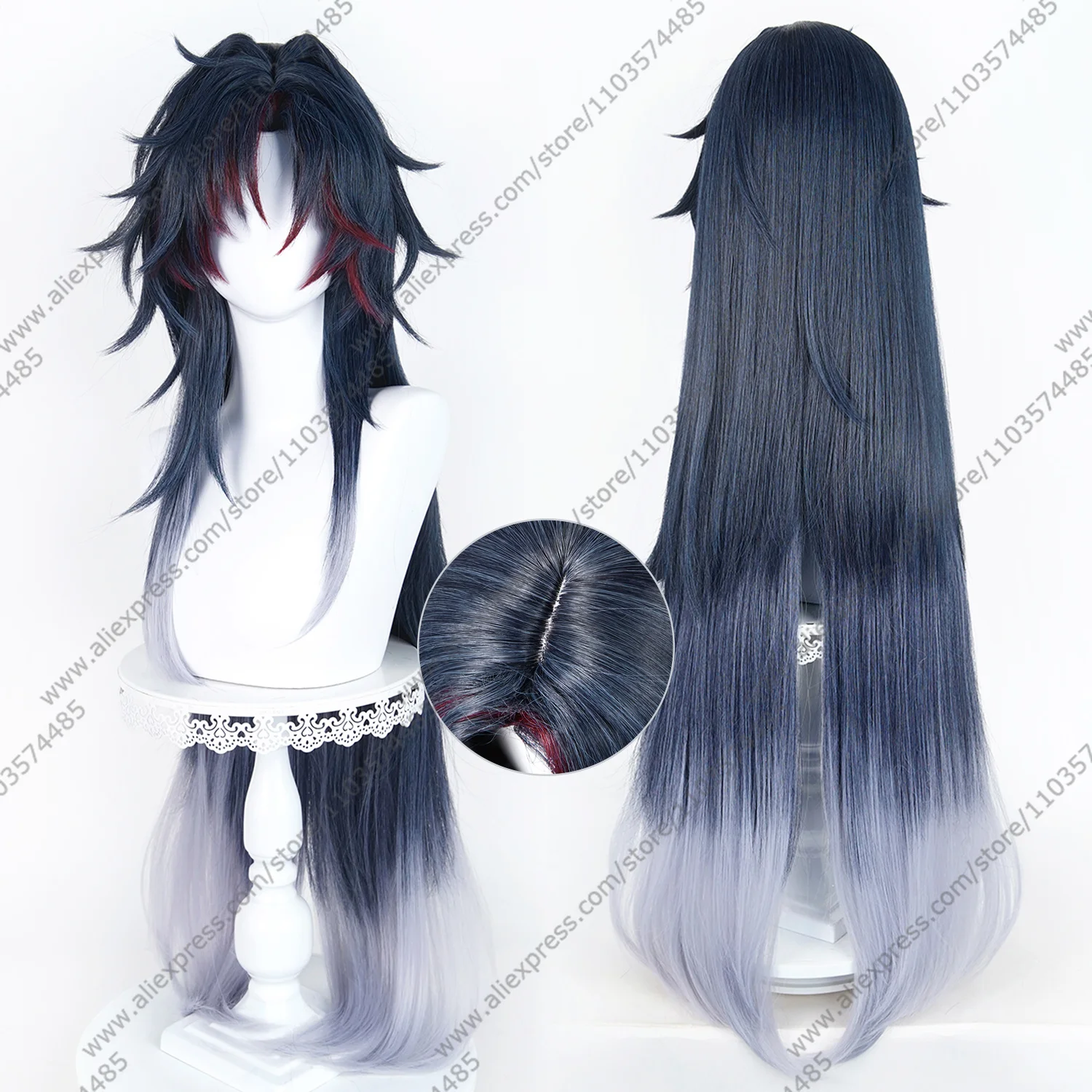 HSR Mortenax Blade Cosplay Perücke 100 cm lange Perücken Anime hitzebeständiges Kunsthaar