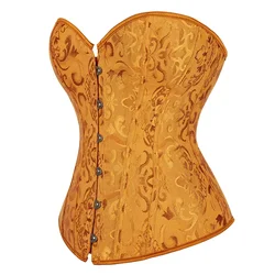 Corset for Women Jacquard Floral Bustiers Burlesque Corsets Medieval Lace Up Corsage Gothic Pattern Overbust Renaissance Costume