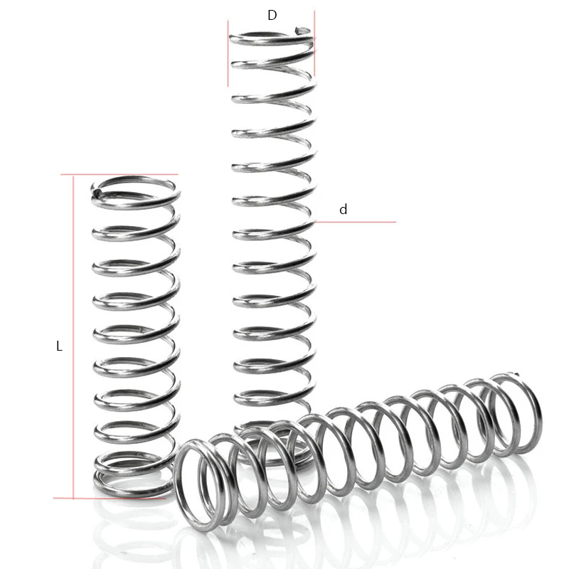 10Pcs Wire Dia 0.8/1.0mm 304 Stainless Steel Compression Spring Outer Dia 6-18mm Length 10-50mm Shock Absorption Return Spring