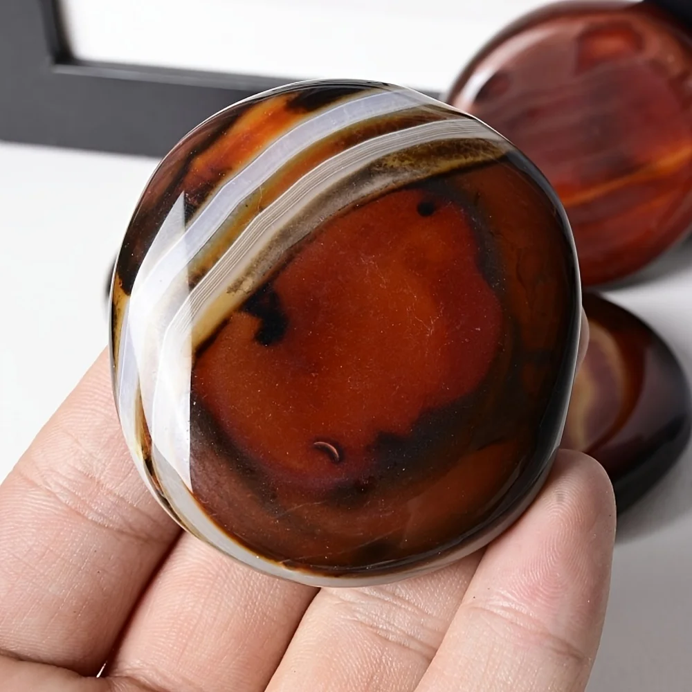 1pc Natural Sardonyx Palm Stone Genuine with Bohemian Geometric Marbling, DIY Jewelry Making Supplies, Natural Stone for Ring
