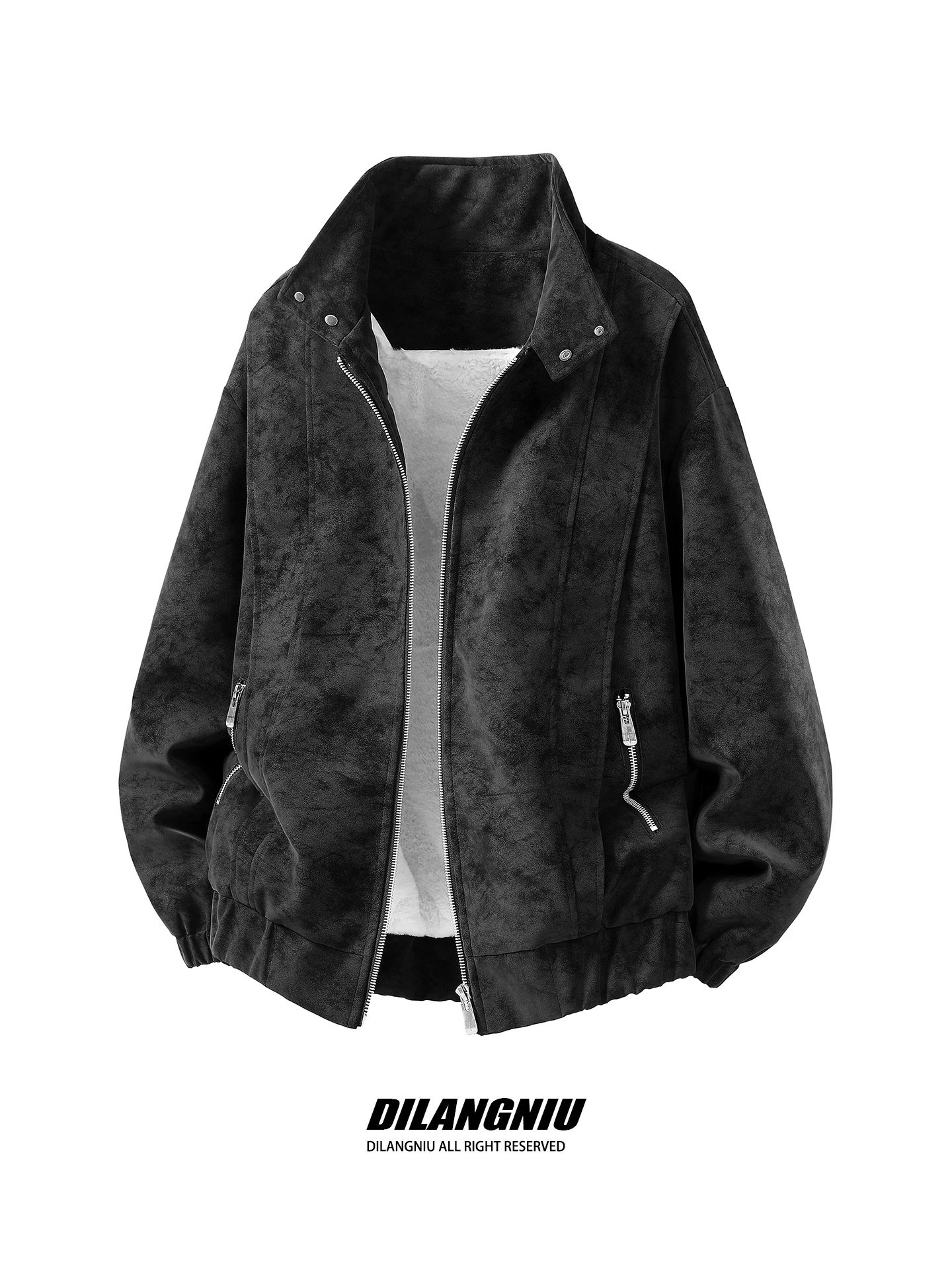 

Retro Suede Fce Lined Men's Jaet American Sle Haome Outerwear Autumn Winter New Trend Brand Leather Coat