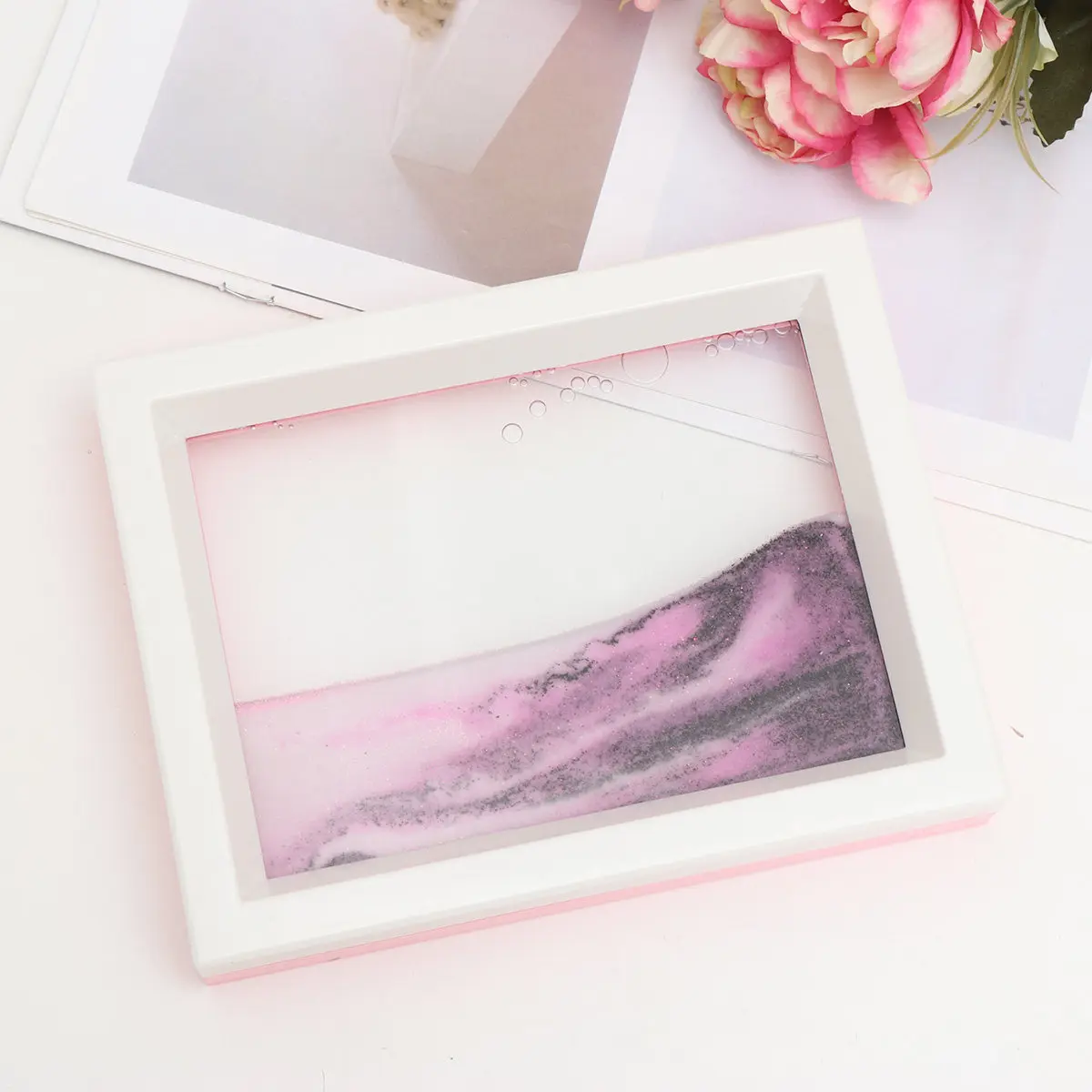 

1 шт. 3D-картина из динамического песка, декоративное искусство для дома и офиса, украшение стола, песочная живопись, дизайн с плавающими песчинками, подарок для релаксации