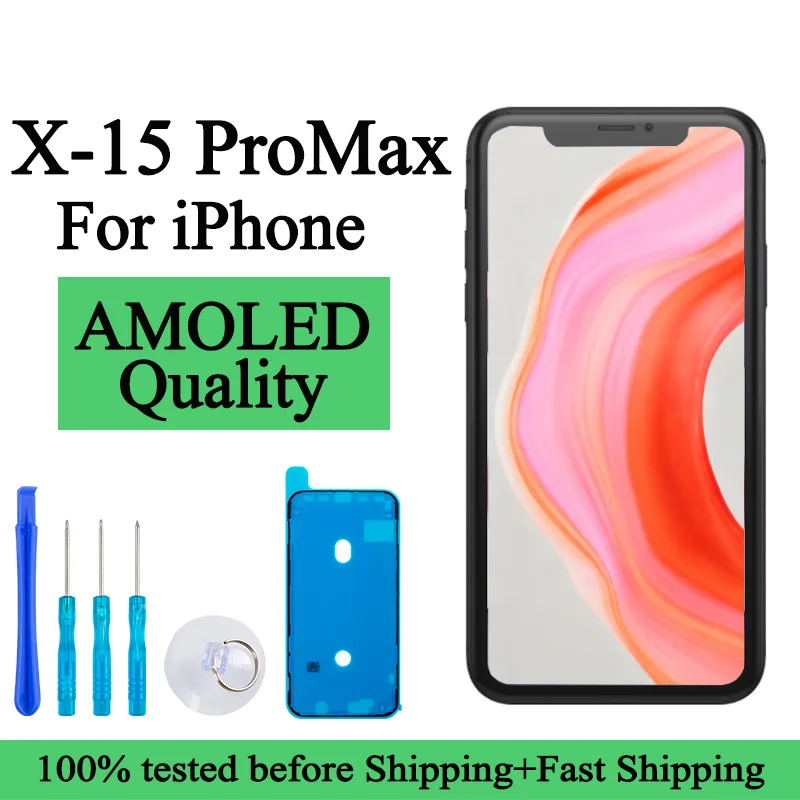 �y�Z�[�����z100%�e�X�g�ς�AMOLED�i��LCD iPhone X-15 Pro Max�p�f�B�X�v���C�^�b�`�X�N���[�������p�H��o�׃f�B�X�v���C iPhone XS 12 13�p�X�N���[��