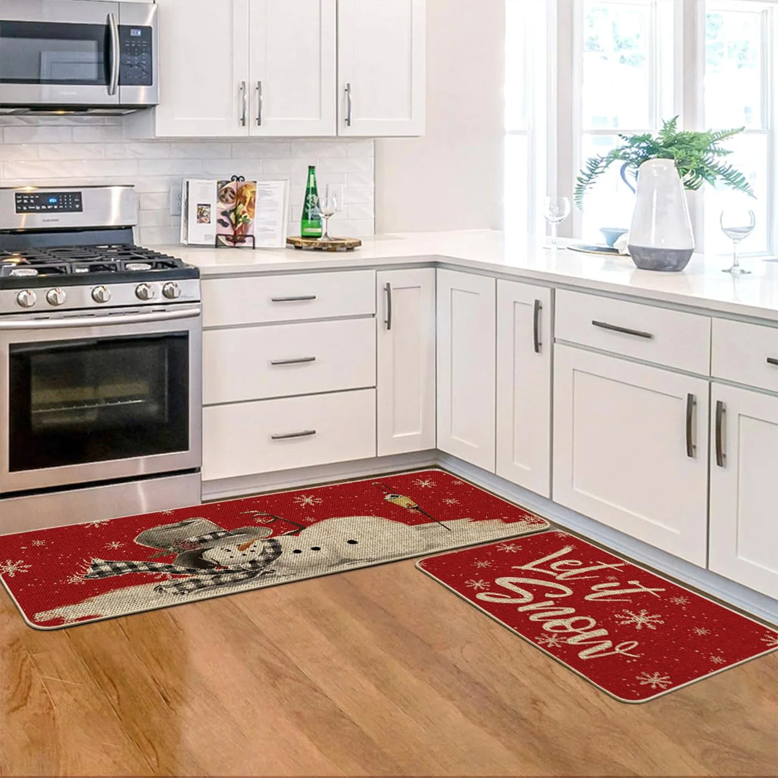 Christmas Entrance Mat Doormat Home Party Low-Profile Kitchen Rugs Decoration Suitable for Bathroom Floor