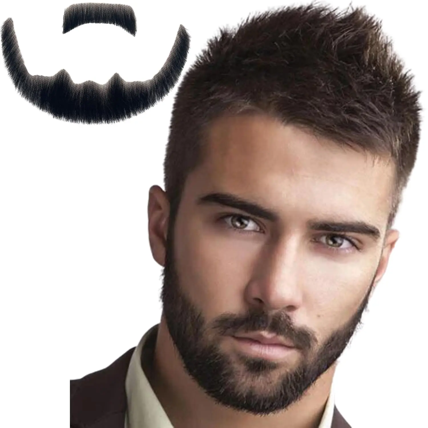 Fake Beard Theatrical Grade Lace Backing Fake Mustache Soft Human Hair Handmade Men Adults Realistic Beard Costume for Daily Use