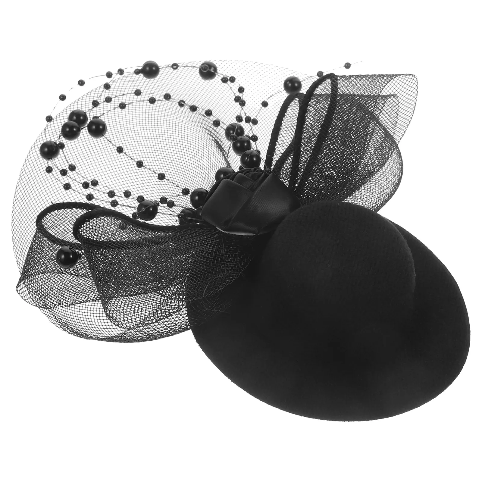 

Black Vintage Fascinator Hair Clip Elegant Mesh Decor Women Bridal Banquet Accessories Halloween Party Stage Tea Cocktail