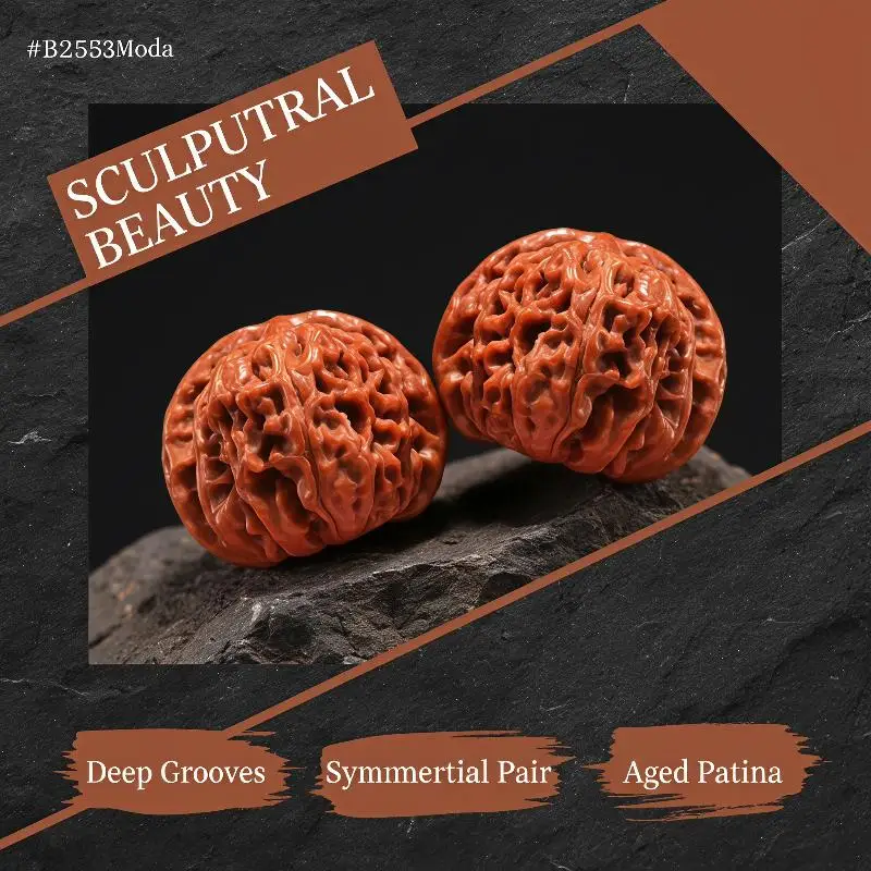 1 Pair Natural Walnut Hand Exercise Balls Solid Wood Stress Relief Massage Tool for Birthday Gift