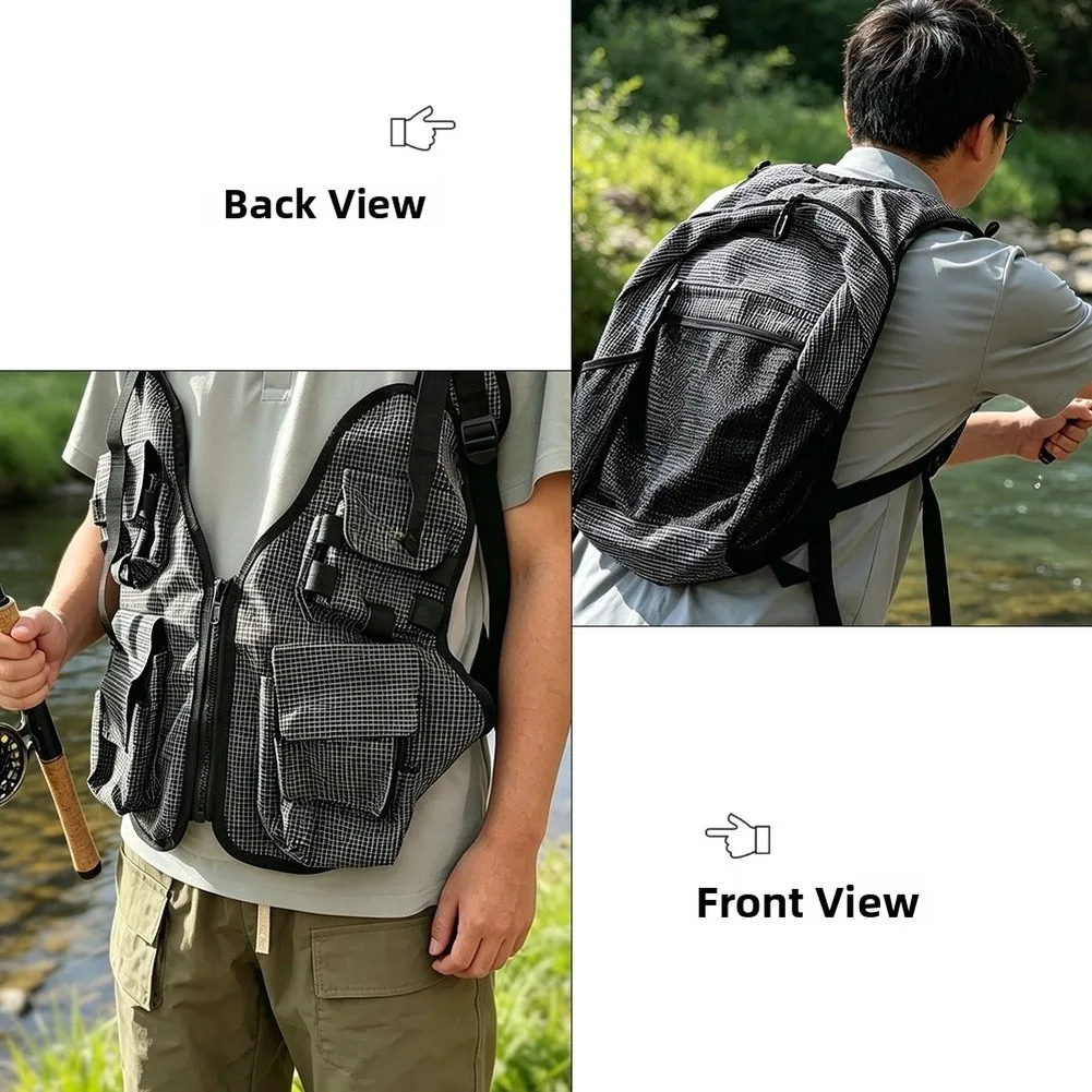 Fly Fishing Vest Built for Durability and Function 10+ Pockets Reinforced Nylon Adjustable Straps 3D Mesh Ventilation view 5