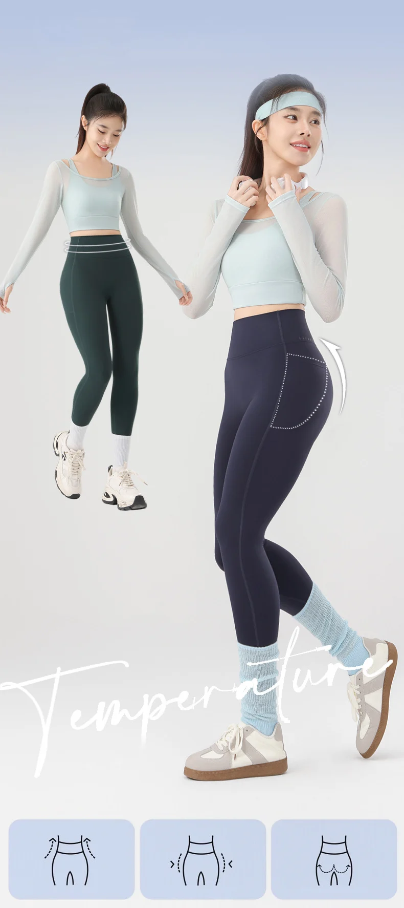 BIVIGAOS Spring Autumn Reflective Strip Side Pocket Yoga Leggings Women High Waist Hip Lift Sports Fitness Sharkskin Leggings