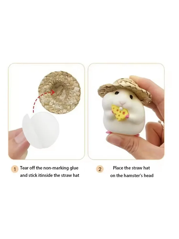 1pcs Super Cute Personalized Car Straw Hat Hamster Car Interior Decoration Window Edge Car Interior Decoration Center Console He