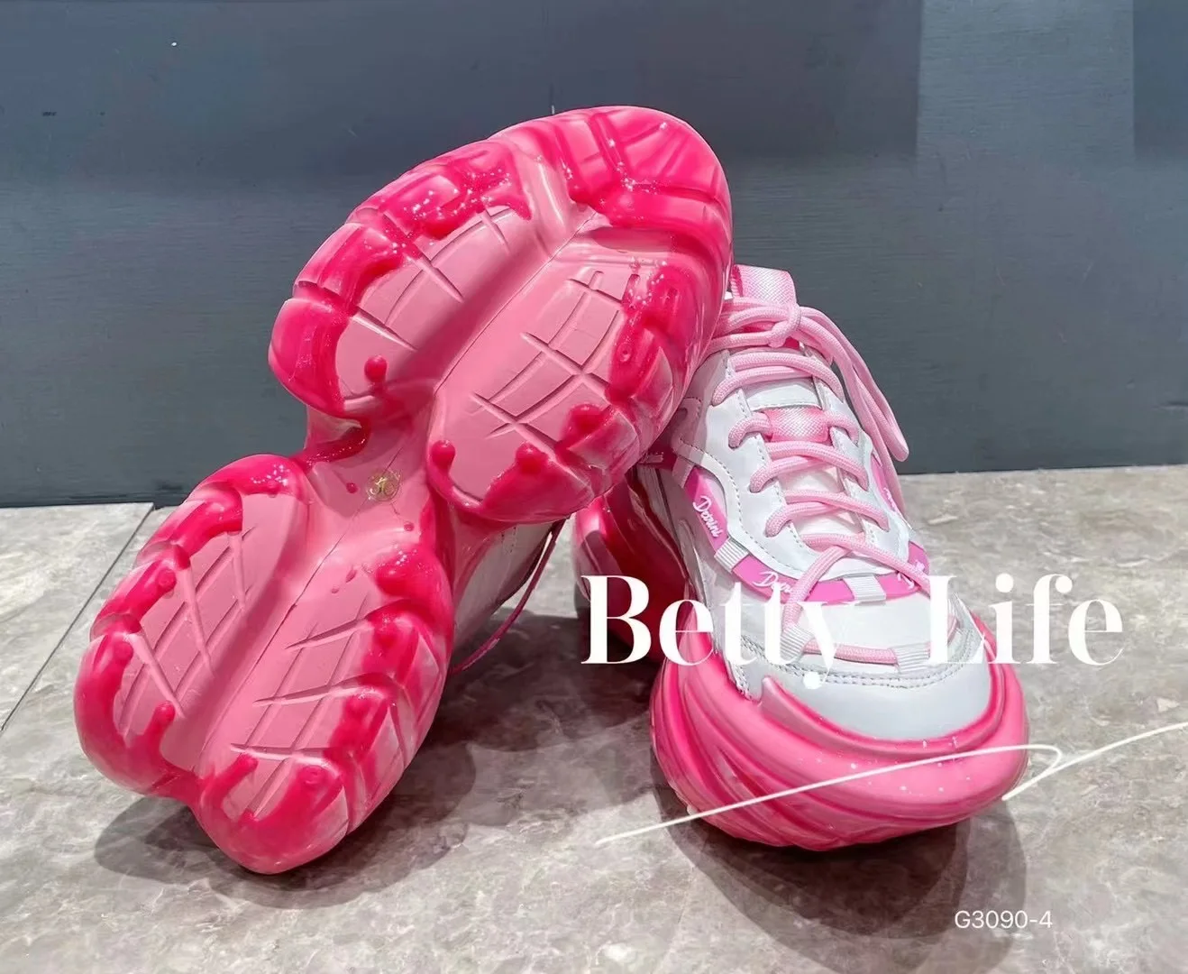 Women Chunky Shoes Casual Fashion Pink Black Sneakers High Platforms 7cm High Heels Spring Autumn Luxury Designer Brand Casual