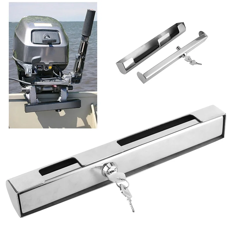 

NEW-Stainless Steel Adjustable Clamp Lock For Outboard Boat Motors, Universal Engine Security