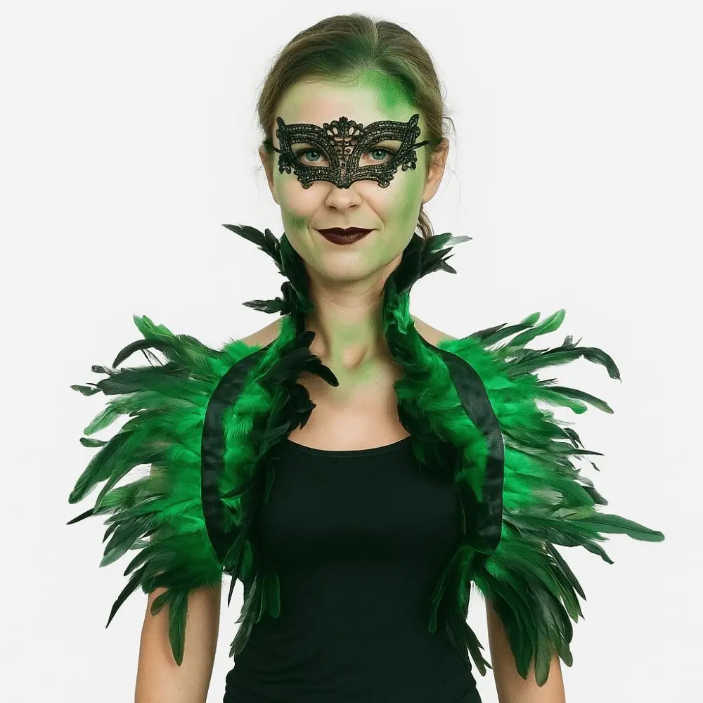 

Neck Wrap Luxury Feather Shawl Halloween Punk Adjustable Feather Shrug Shawl Gothic Retro Shoulder Fake Collar Dancer