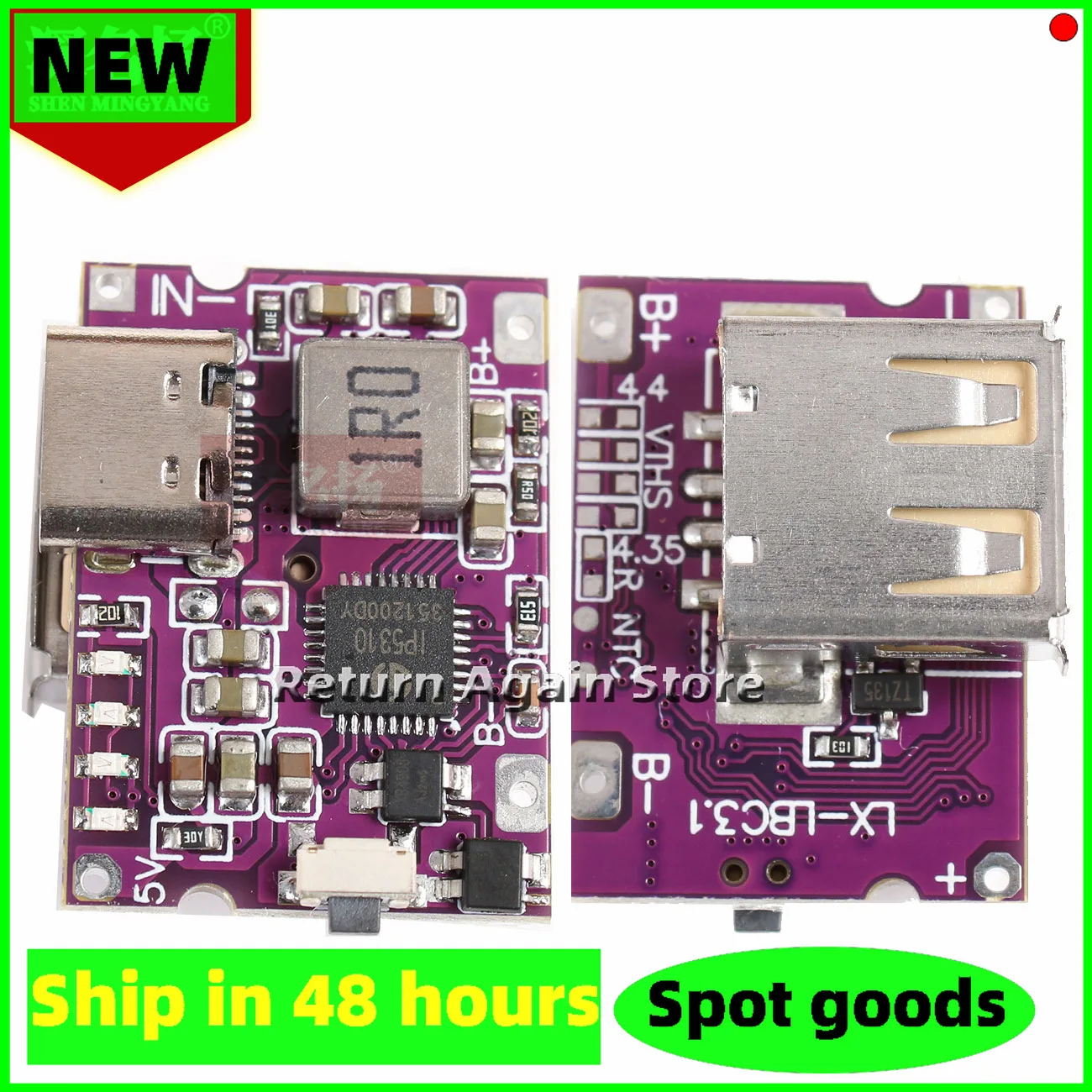 3A Charge-Discharge Integrated Module for Mini Power Bank Mainboard, 5V to 4.2V for Mobile Phone Charging