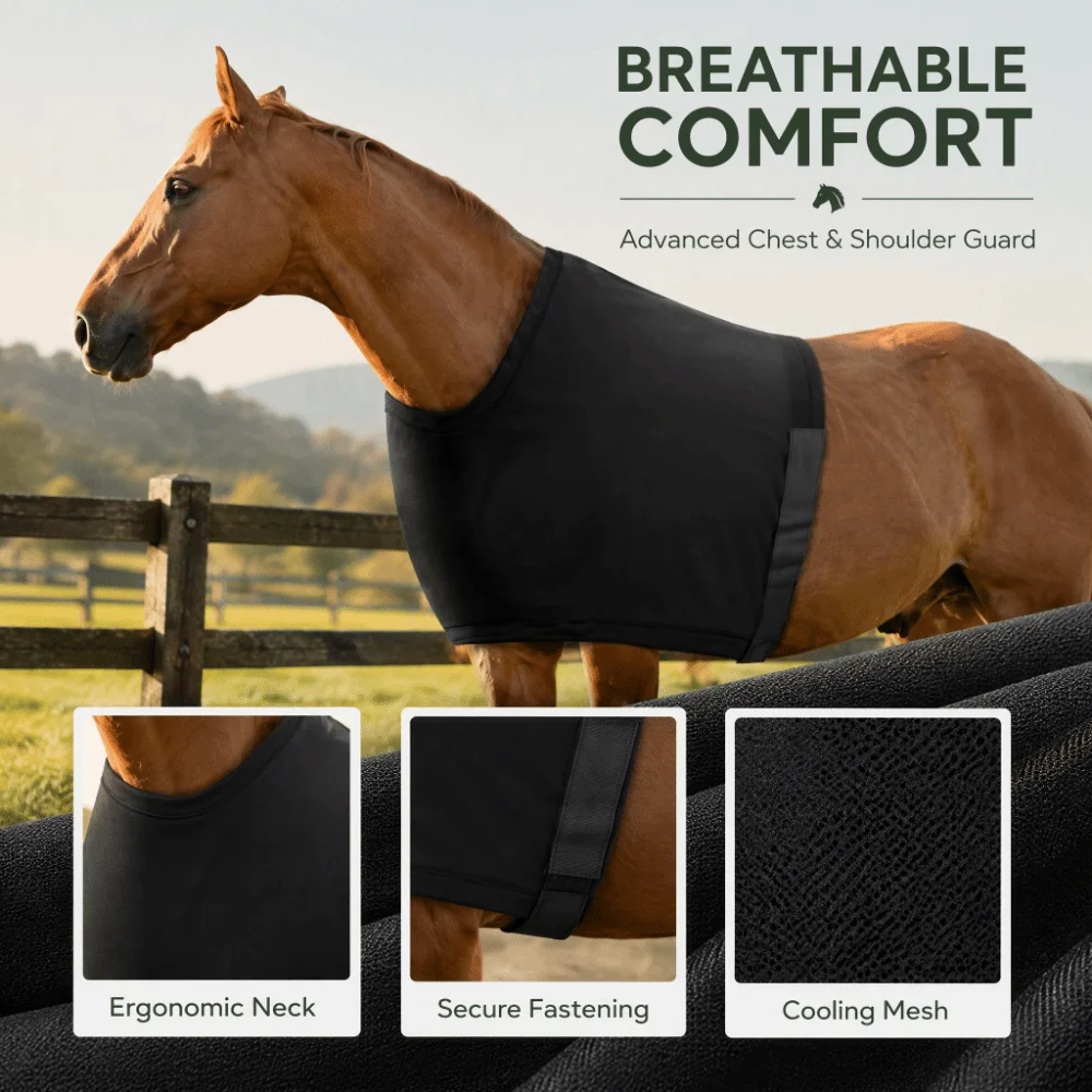 Breathable Breathable Material Shoulder Guard Stretchy Design Pad Style Anti Rub Bib 67cm Size Vest Shape Chest Saver For Horse