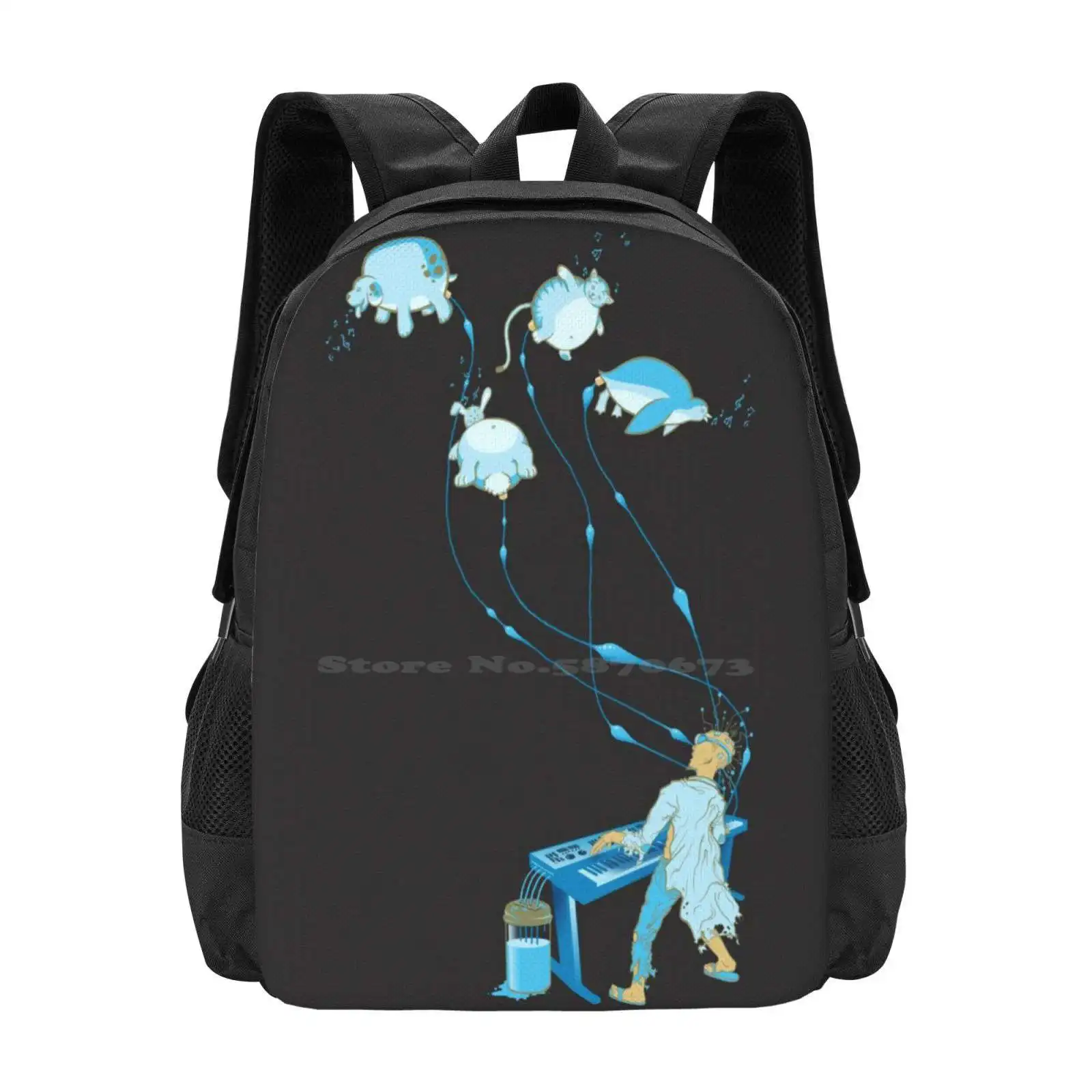 Mad Animal Pianist - Remastered Digital Illustration Hot Sale Schoolbag Backpack Fashion Bags Jeffjag Animals Cute Twisted