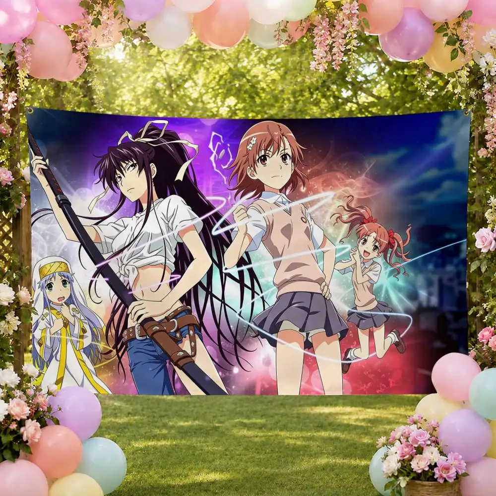 A Certain Magical Index Flags Fan Banner Tapestry Wall Hanging Garage BarDorm Camp Party Outdoor Home Decor Gift
