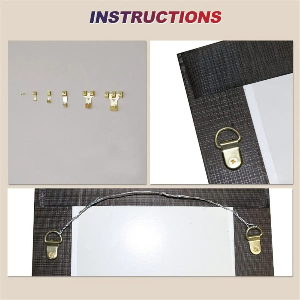 RECOMMENDATION  195PCS Picture Hanging Hardware Kit, Multi-Weight Hooks, , Wire & Nails for Frames, Mirrors & Wall Art (Gold)
