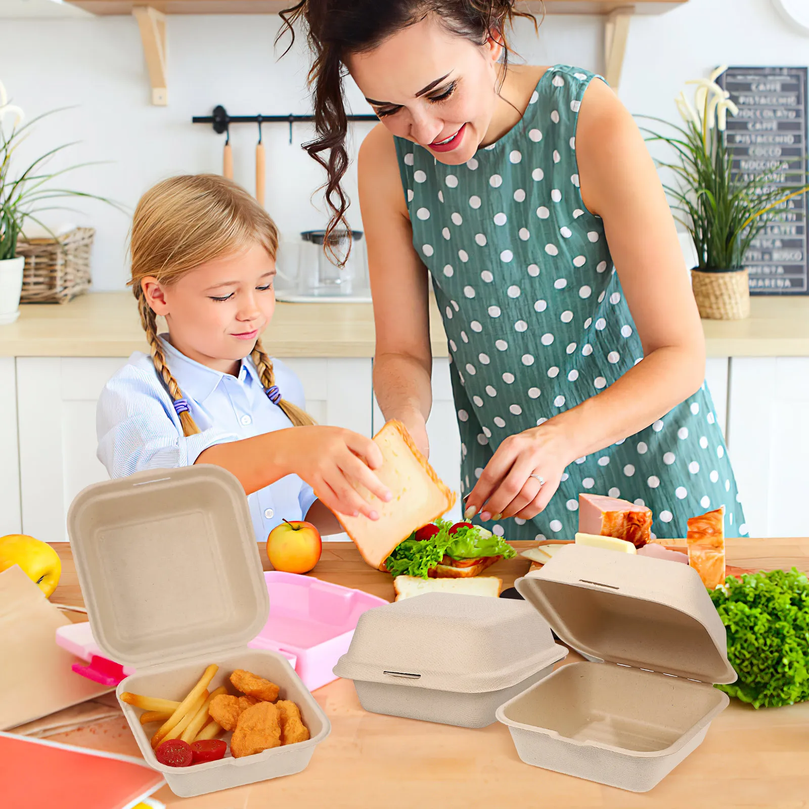 

30Pcs Eco Friendly Disposable Food Containers to Go Box Portable Bento Lunch Picnic Restaurant Safe Healthy Gift Idea