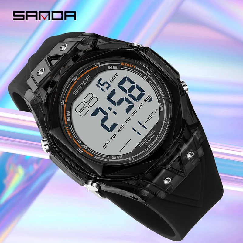 SANDA Fashion Men's Electronic Waterproof Watches, Multi functional Sports LED Luminous Alarm Clock Timer Digital Wristwatch