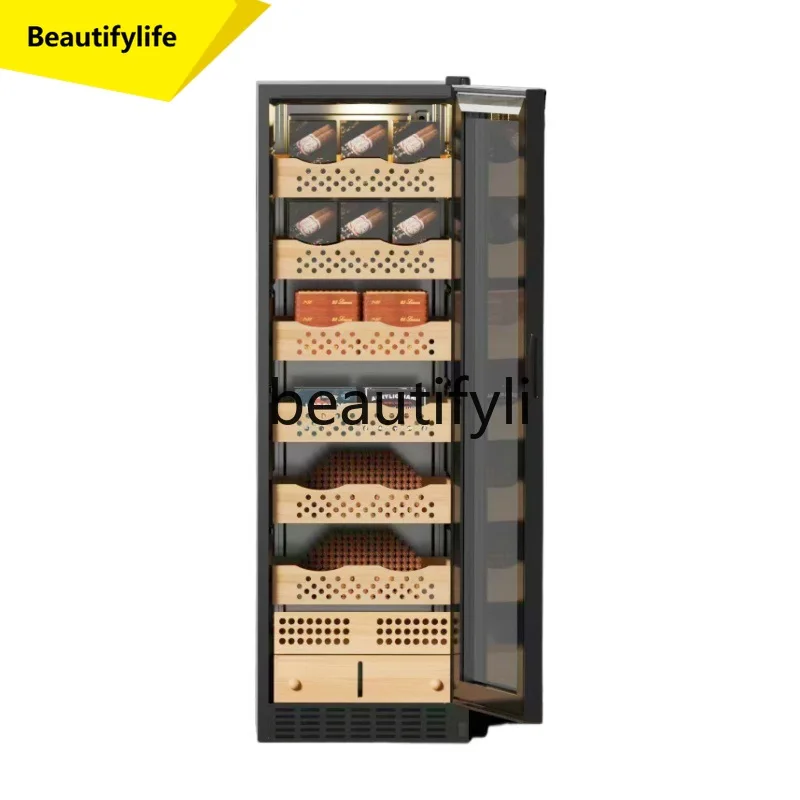 

A61 Constant Temperature and Humidity Compressor Humidifier Cabinet Refrigerated Cigar Storage Cedar Wood Smart Cigar Cabinet