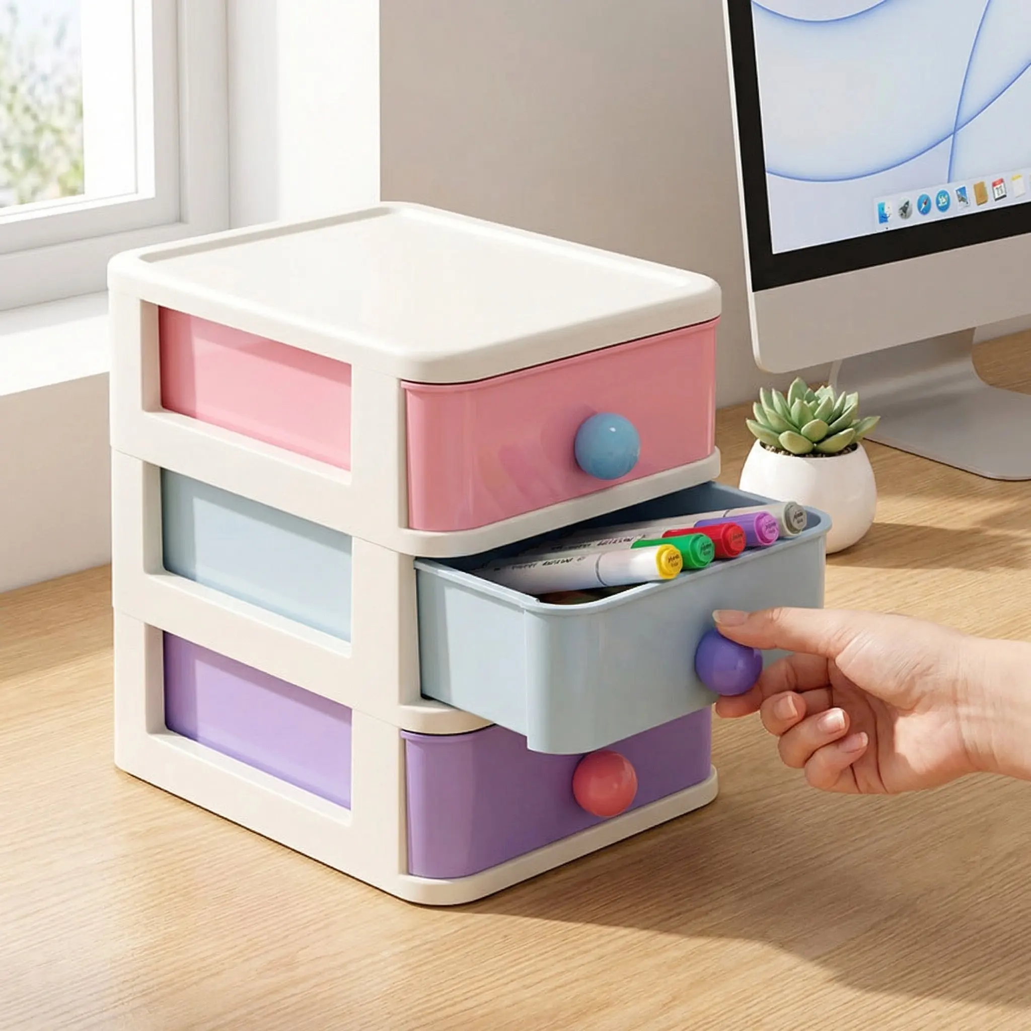 

Colorful Stackable Cabinet 3 Drawer Desk Organizer Tabletop Drawer Organizer Small Storage Bin Desktop Chest For Office School