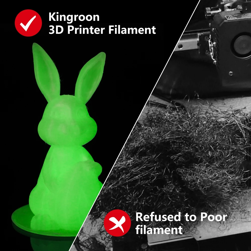 KINGROON Glow PLA Filament 1,75mm 1kg 2kg, grün-blaues, im Dunkeln leuchtendes 3D-Drucker-Filament, leuchtendes Farbwechsel-PLA-Plastik, am besten geeignet für UV-Lampen, passend für die meisten FDM-3D-Drucker, 1KG Spule (2,2Lbs), dieses Filament absorbiert Licht und gibt ein wunderschönes Licht ab. – Detail 5