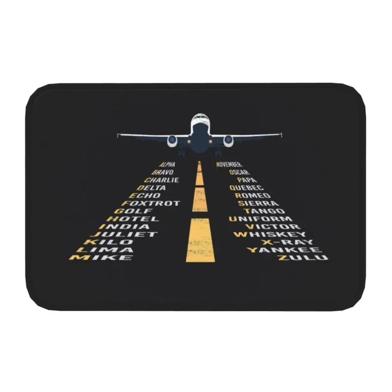 Phonetic Alphabet Pilot Cadet Airplane Art Doormat Entrance Bath Kitchen Floor Door Mat Aviation Plane Garage Rug Carpet Footpad