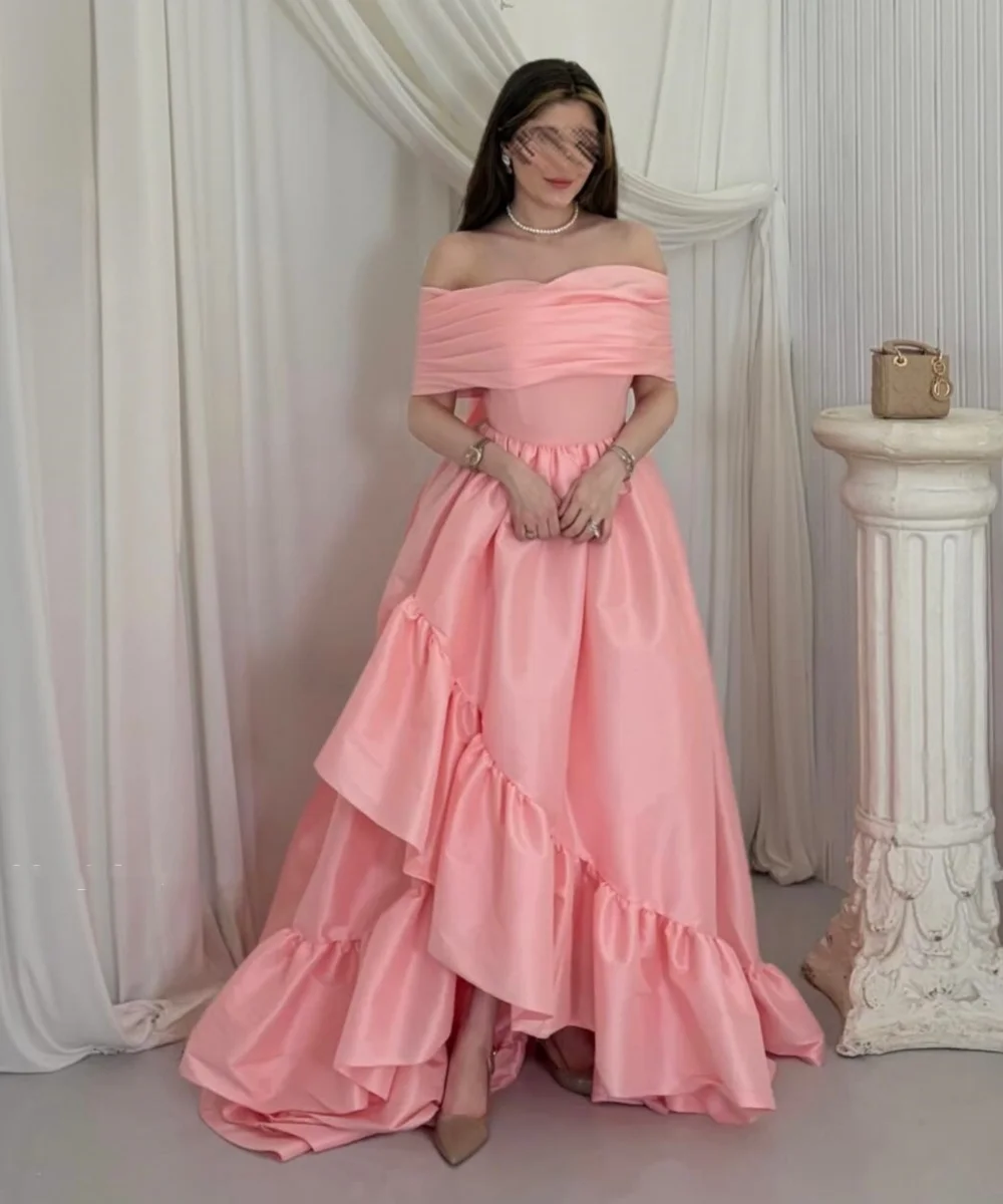 Maßgeschneiderte chinesische Plissee-Rüschen A-Linien Off-Shoulder Lange Luxus-Abendkleider Exquisite Formelle Kleider