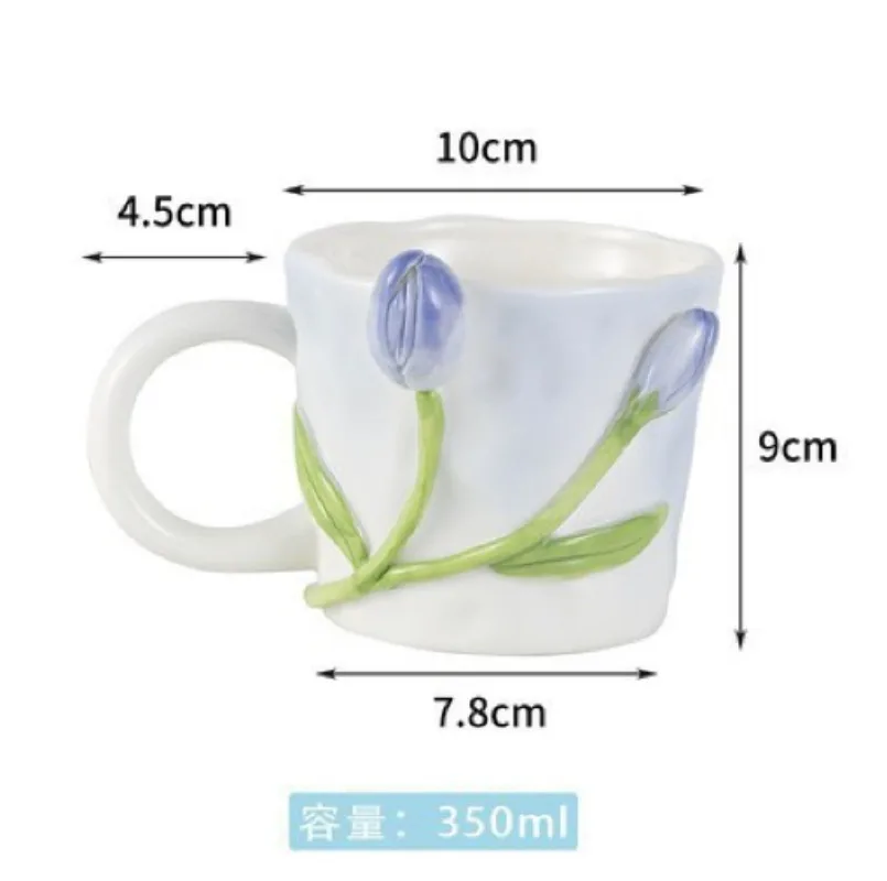 الإبداعية الوردي شبل الإغاثة زهرة التوليب السيراميك فنجان القهوة فتاة هدية زهرة القدح مكتب فنجان الشاي الإفطار الحليب القدح ديكور المنزل #2
