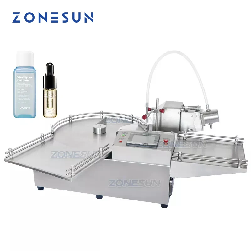ZONESUN ZS-LPG1 Đầu Đơn Gốm Tỳ Bơm Lọ Thủy Tinh Quận Thương Mại Trung Tâm Tinh Dầu Lỏng Máy Làm Đầy Với Bình Unscrambler