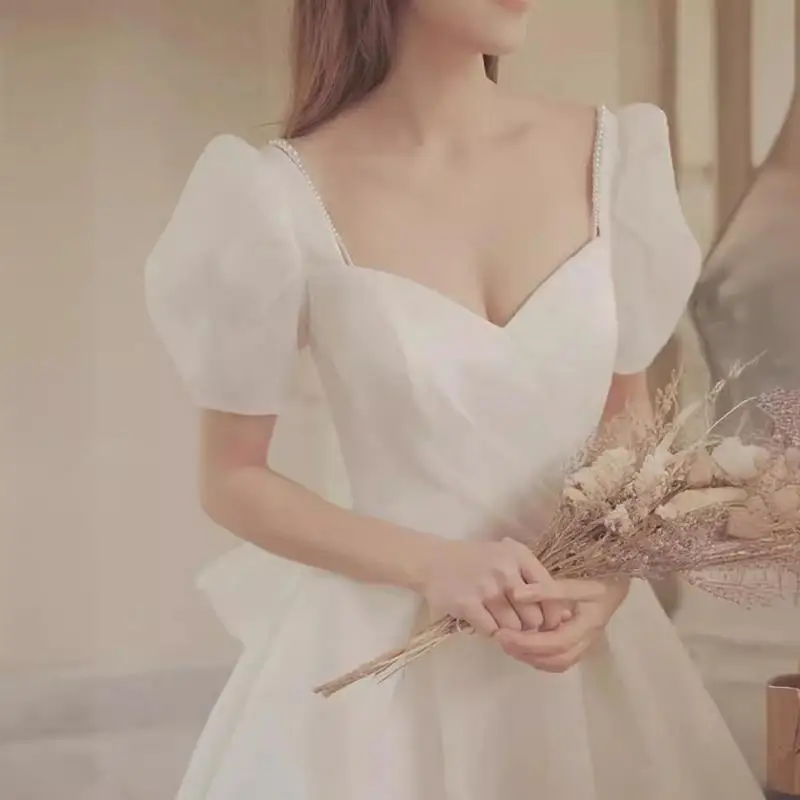 abiti-da-sposa-eleganti-personalizzati-con-manica-corta-2025-nuovo-abito-da-sposa-lungo-abito-da-festa-di-compleanno-semplice-con-fiocco-dolce