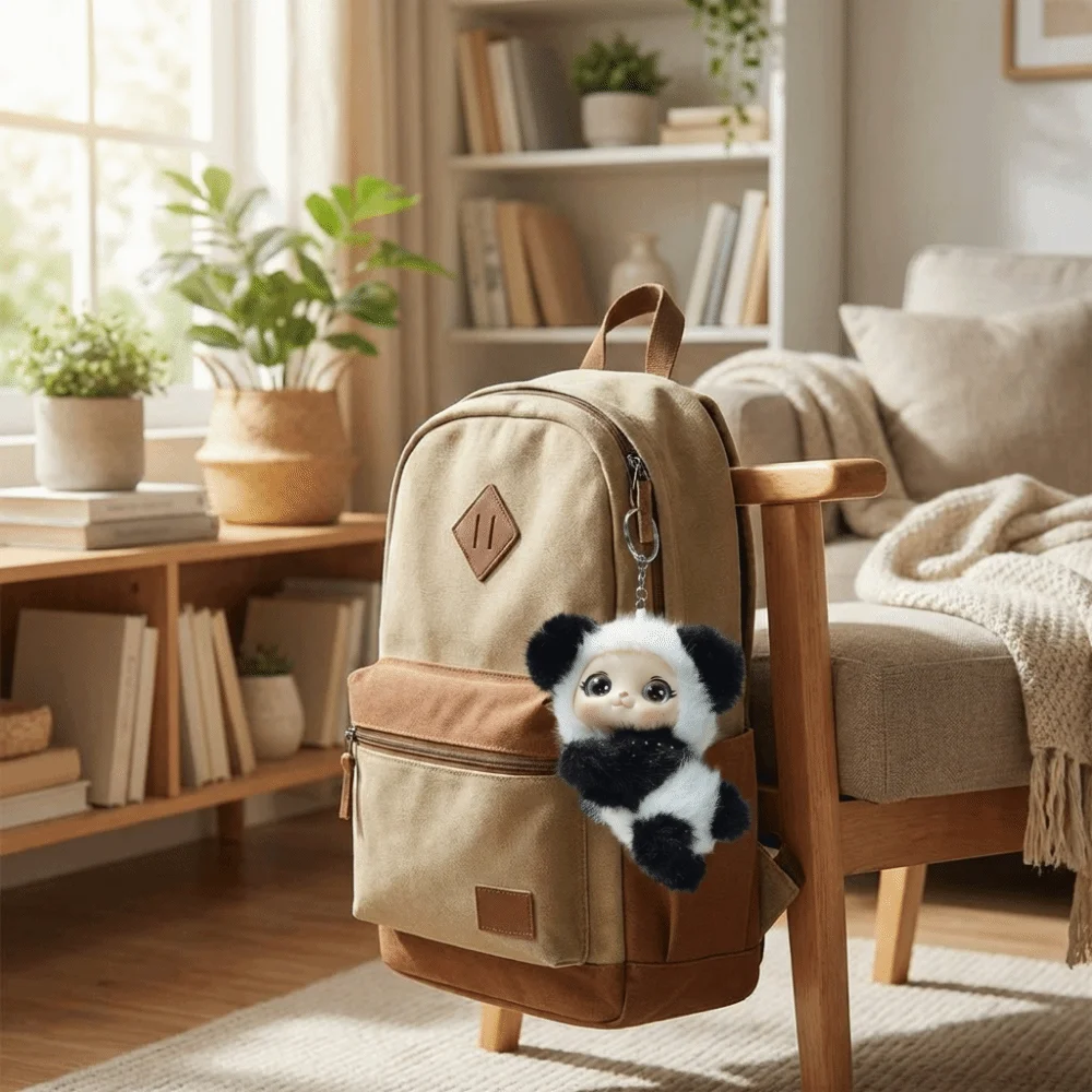 Kitty Vinyl Face animal Prone Position Cute Design Kawaii Plushie Soft Material Backpack Decor