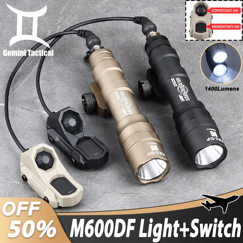 WADSN Surefir M600DF1400 Lumen High Power Flashligh Tactical M600 White LED Spotlight With Dual Function Pressure Control Switch