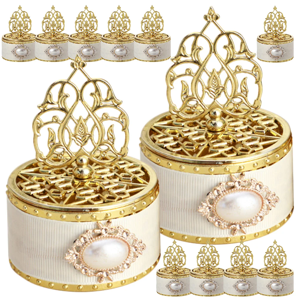 12 Pcs Baby Gifts European Style Pearl Pagoda Candy Box Plastic Boxes Small Cases for Favors Jewelry Bridesmaid