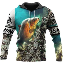 New Deep Sea PIKE Fishing Printed Hoodie 3D Men's and Women's Fish Hunting Enthusiast Sweatshirt Fashion Oversized Sudaderas top