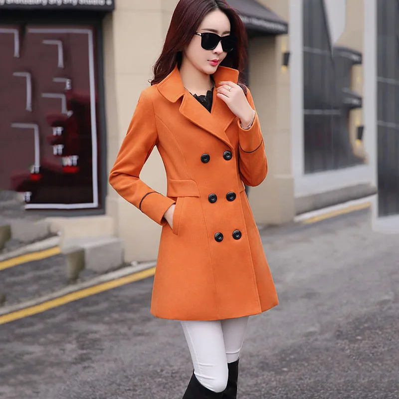 Women's Wool Blend Trench Coat, Warm Long Jacket, Cashmere Outerwear, Female Fit, Lapel, Woolen Overcoat, Casual, Autumn, Winter