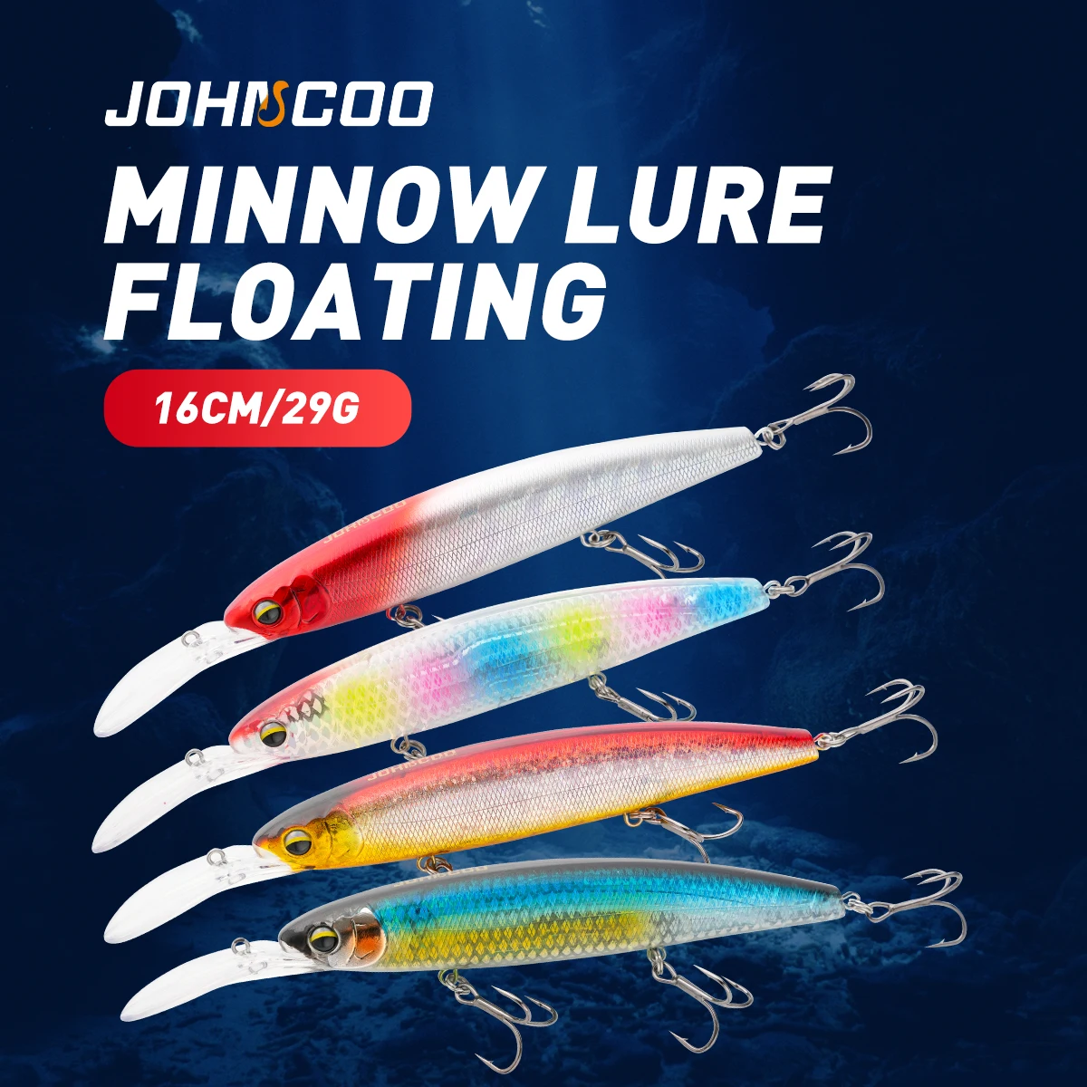 Lange Zunge, schwimmender Minnow, 16 cm, 29 g, Oberflächen-Angelköder, Angelköder, klangverstärkter Doppelhaken-Köder, Meeresangeln